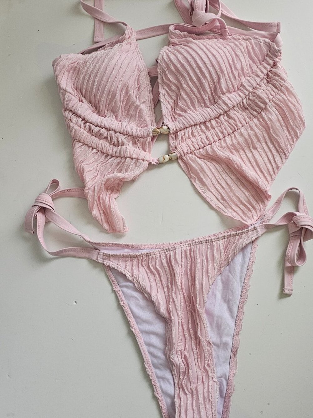 Women's Textured Tankini Swimsuit Pink Size 0XL NEW